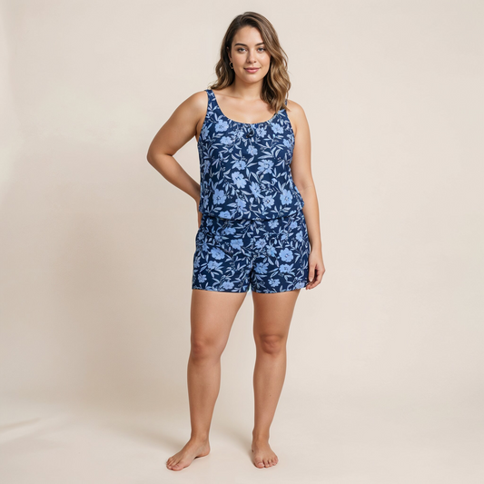 Bañador Estampado Tropical con Bolsillos