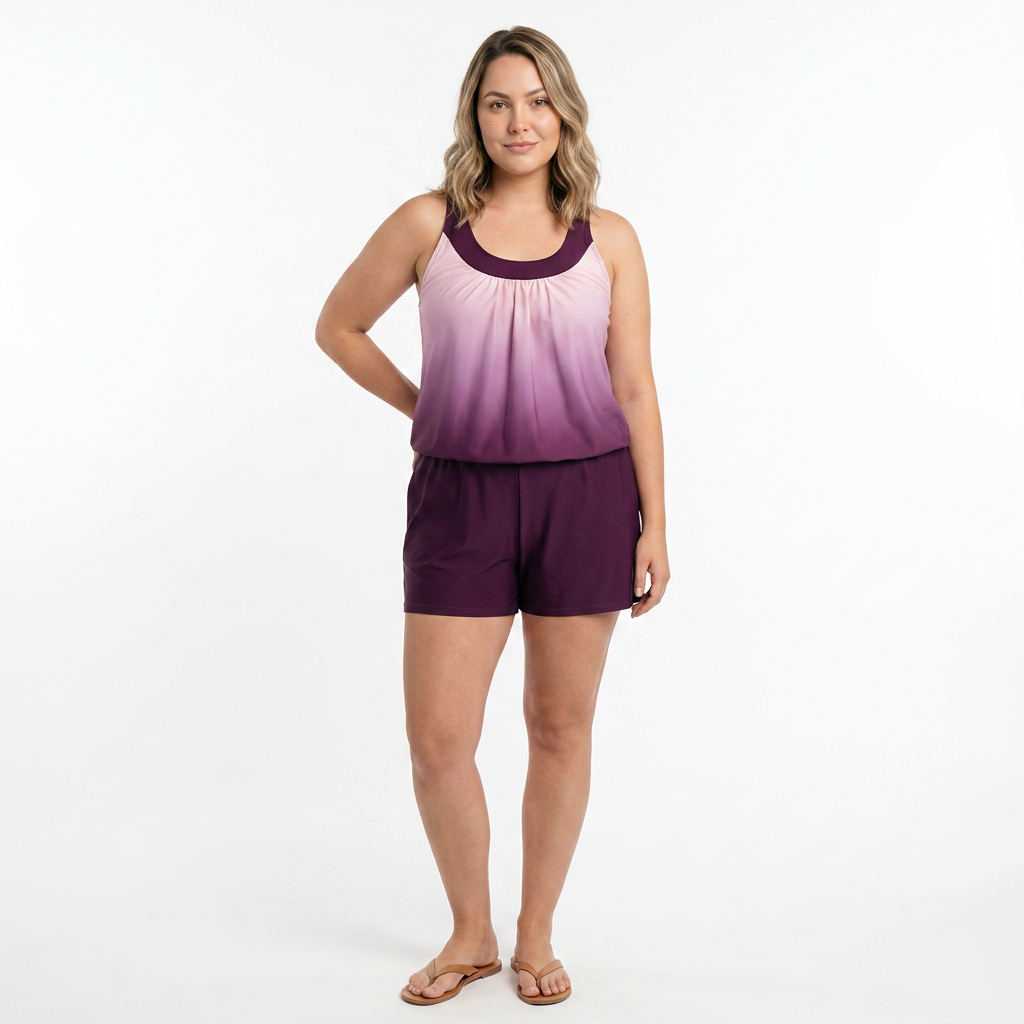 Bañador Entero con Efecto Degradado y Bolsillos Ajustables