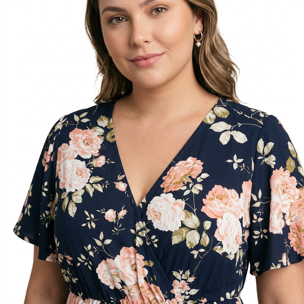 Vestido Largo Bloom — Floral Mini con Manga de Volantes, Bolsillos y Abertura