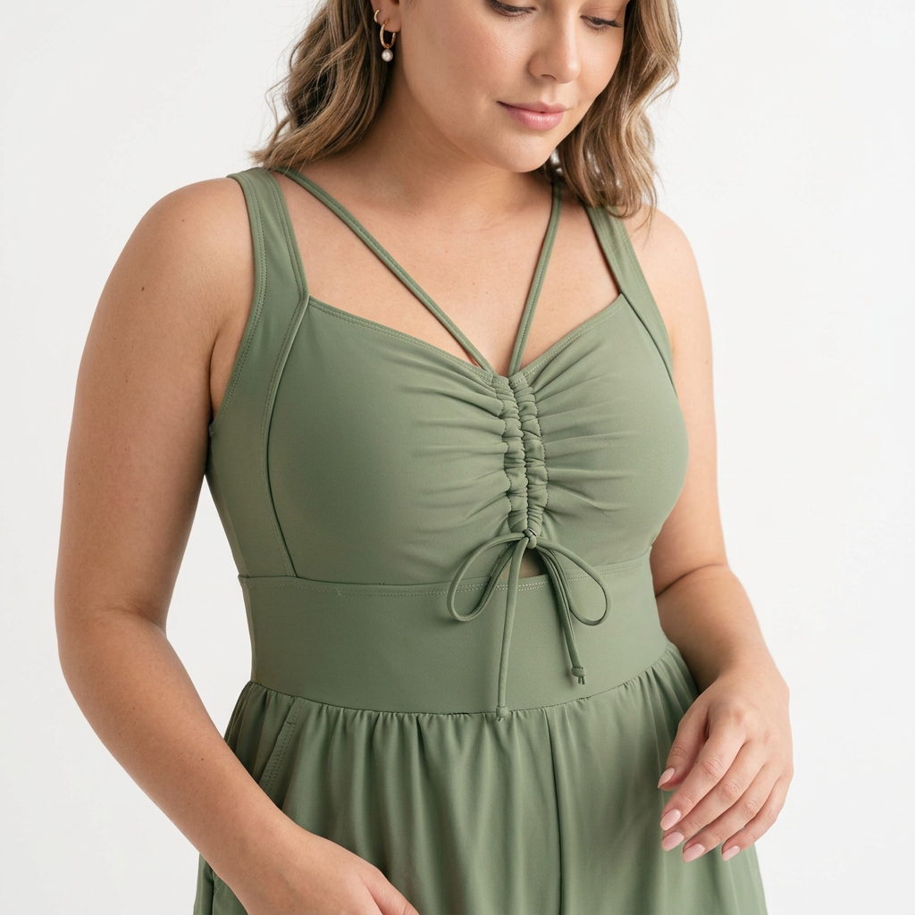 Bañador Romper con Detalles Cut-Out, Cordón Ajustable y Bolsillos