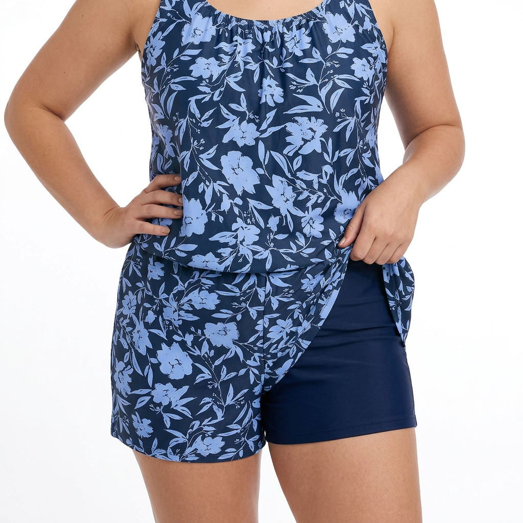 Bañador Estampado Tropical con Bolsillos