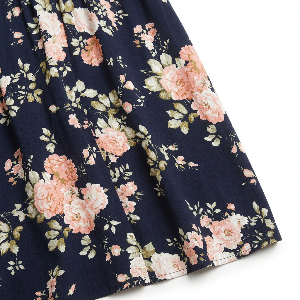Vestido Largo Bloom — Floral Mini con Manga de Volantes, Bolsillos y Abertura
