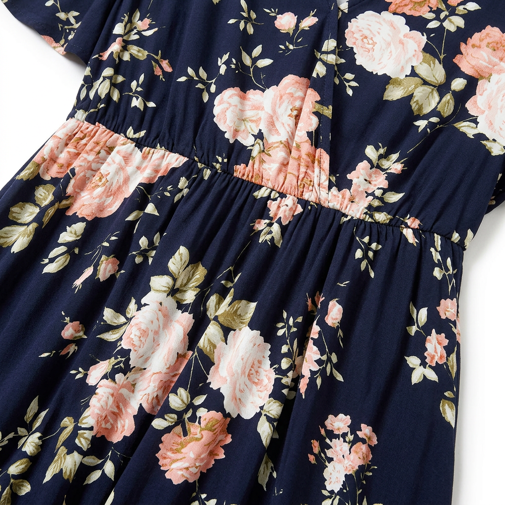 Vestido Largo Bloom — Floral Mini con Manga de Volantes, Bolsillos y Abertura
