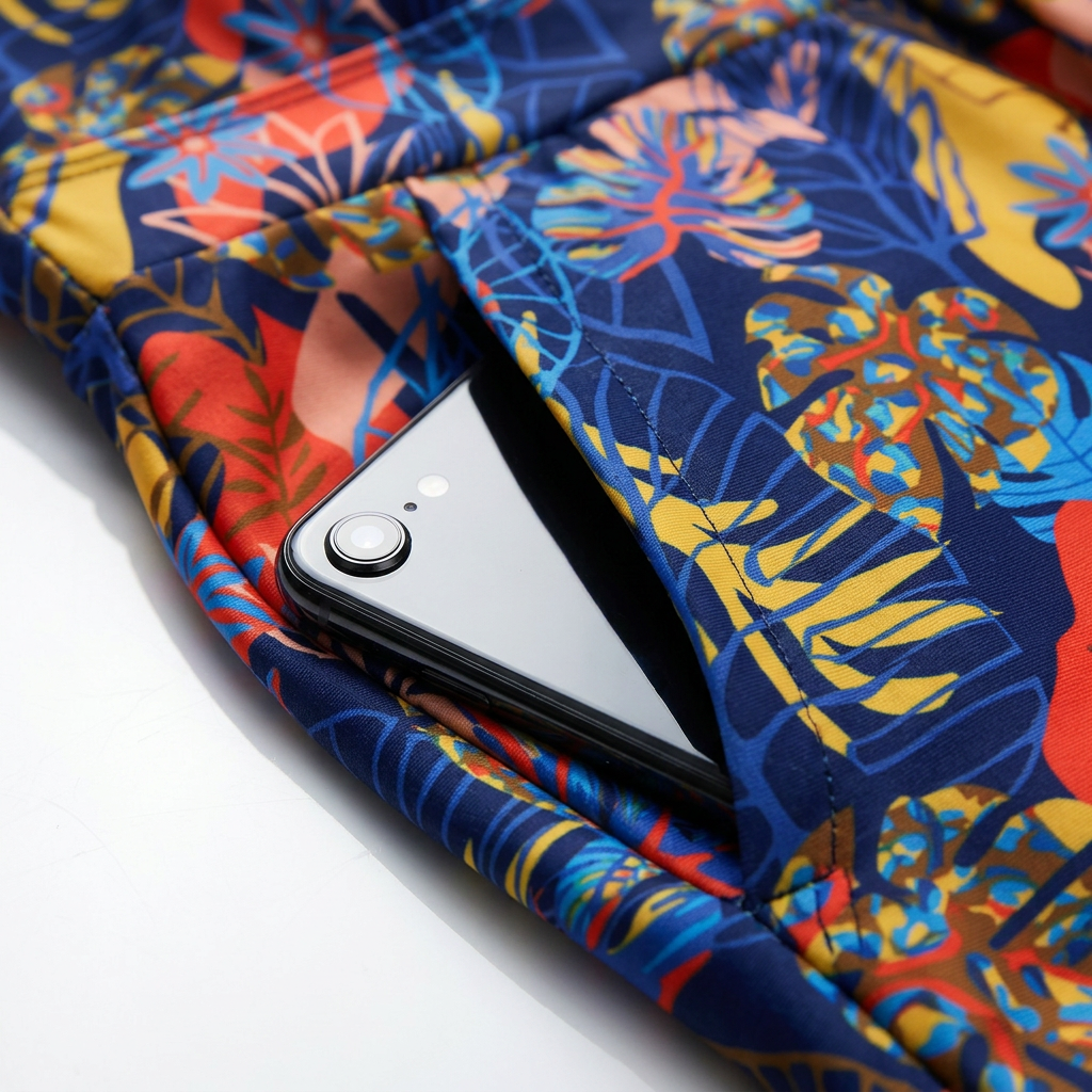 Bañador Entero con Estampado Tropical y Bolsillos