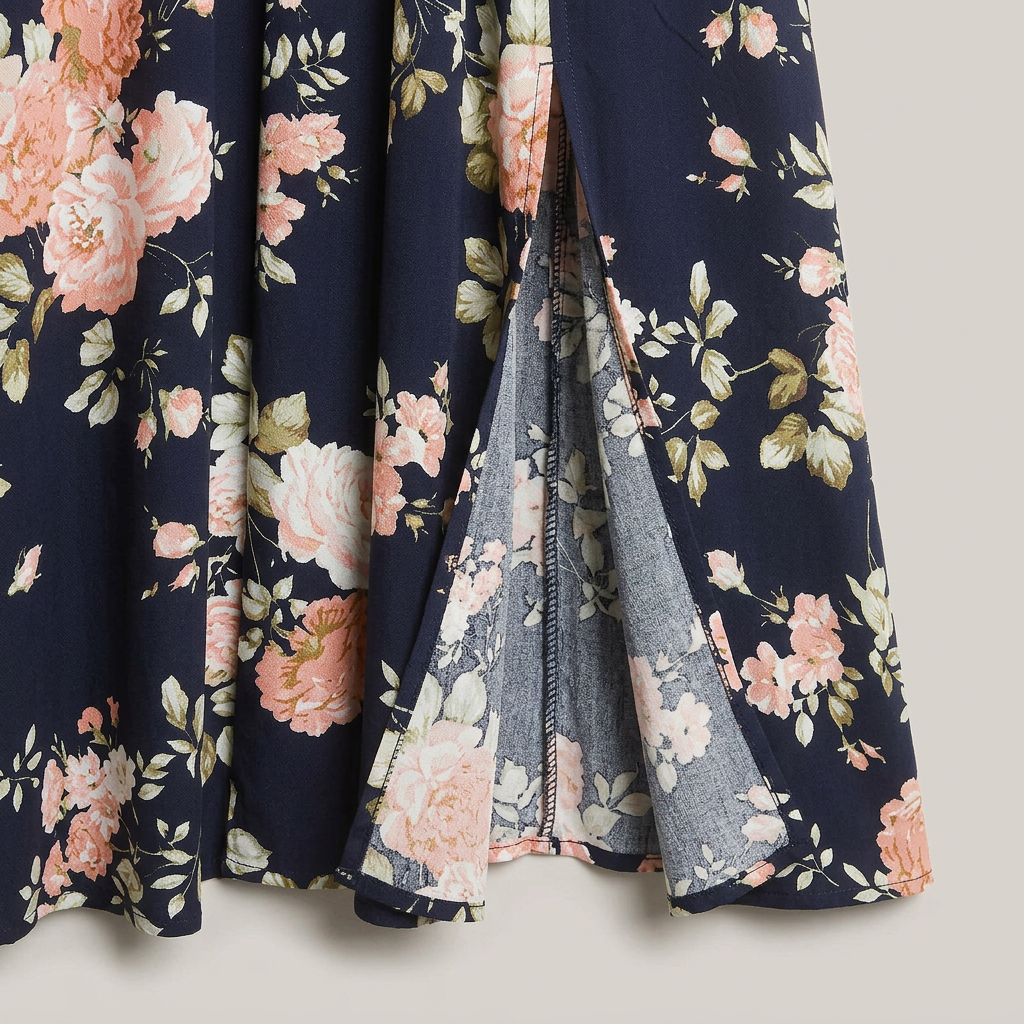 Vestido Largo Bloom — Floral Mini con Manga de Volantes, Bolsillos y Abertura
