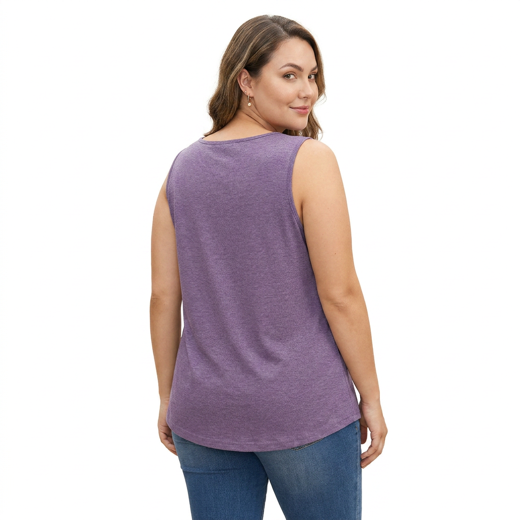 Top de Tirantes Jaspeado con Detalle Plisado y Escote Cuadrado