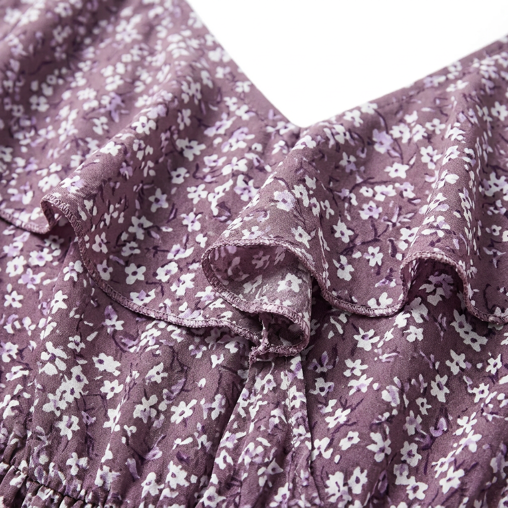 Vestido Cruzado con Estampado Floral Mini, Hombros Descubiertos y Volantes