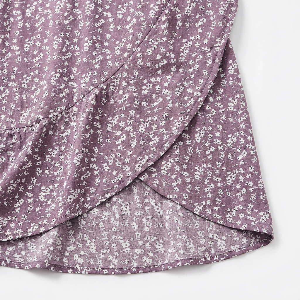 Vestido Cruzado con Estampado Floral Mini, Hombros Descubiertos y Volantes